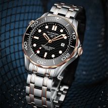 GUANQIN Mechanische Luxus 100M Wasserdichte Herrenuhr Keramik Lünette Leuchtendes Saphirglas Herrenuhren Edelstahluhr A