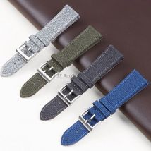 20/22mm Männer Frauen Schnell verschluss Uhren armband weiches echtes Leder Nylon Smart Watch Armband Leinwand Sport Armbänder ersetzen Armband