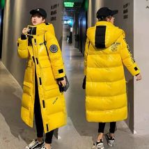 Black Glossy Parker Female Warm Winter Thicken Down cotton Jacket Windproof Rainproof Women's Hooded Coat Casual Long Overcoat
