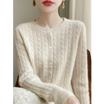 Herbst Winter Frauen Strickjacken Oansatz Solide Pullover Frühling Langarm Einreiher Stricken Weiße Strickjacken Mode Koreanische Jumper