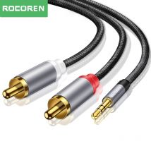 Rocoren RCA Cable 3.5 Jack to 2 RCA Aux Audio Cable 3.5 mm to 2RCA Male Adapter Splitter for TV Box Amplifier Speaker Wire Cord