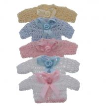 6/12Pcs Mini Baumwolle Häkeln Stricken Pullover Band Stoff Für Baby Dusche Taufe Spielzeug Puppen Handwerk Tisch Partei dekoration