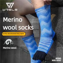 WRELS Merino Wool Thermal Socks for Men Moisture Wicking Thicken Warm Ski Hiking Cushioning Compression Sports Toe Socks
