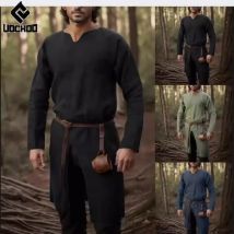 Vintage mittelalterliches Top Herrenkleid Holzschneider Cosplay Kostüm Halloween Lange Ärmel Outfit Erwachsene Der Hobbit Europäische Kleidung