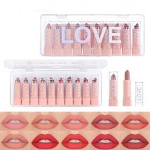Ten Lipstick Set for Autumn and Winter, Matte Waterproof Lips, Non-Fading, Non-Stick Cup, Whitening and Complexion Lip Gloss