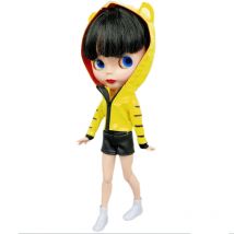 Rabbit Ear Tiger Cat Hoodie Zipper Coat For Blythe Doll Clothes Jacket Cosplay Costume 1/6 Dolls Accessories Kids Toys