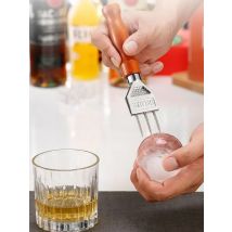 Cocktail Ice Shaver for Bartender,Ice Pick,Wooden Handled,3 Heads,Cone Ice,Awl Crusher,Trident Bar Accessories,Whiskey Tools