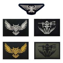 Skelett-Frosch-Froschmann, steigende Eule, Adler-Stoff-Applikation, Stickerei, taktisches Emblem, Aufnäher mit Klettverschluss, militärisches Rucksack-Abzeichen