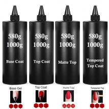 Capa superior súper brillante de 580g/1KG, esmalte de Gel con Base UV, capa superior mate, Gel reforzado, barniz brillante de larga duración para decoración de uñas