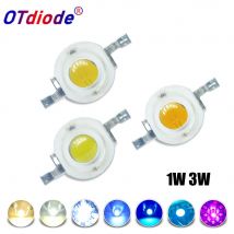 10-1000szt High Power LED COB Lamp Chip 1W 3W 3.2-3.6V 110-280LM Bead Warm Cold White Blue Diode For DIY LED Spotlight Downlight