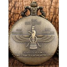 Classic Quotes Good Thought Good Deed Good Word...Bronze Necklace Watch Gift for Men Women Quartz Movement Pendant Chain Clock