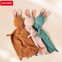INSULAR Beruhigendes Handtuch für Babys, 100 % Musselin-Baumwolle, Cartoon-Taschentuch für Kleinkinder, niedliches Häschen, Schlafhilfe, Spielzeug, Gaze, Beschwichtigungspuppe
