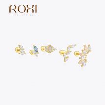 Roxi Sterling Silber einfache Pferde auge Zirkon Piercing Ohr stecker für Frauen Mädchen Herz Plug Design Schmuck Pen dientes