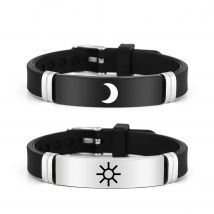 2 Stücke Edelstahl Silikon Band Armband Sonne und Mond Paar Armreif Männer Frauen Beste Freund Freundschaft Schmuck Geburtstagsgeschenke