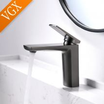 VGX Luxus-Badezimmerarmaturen, Waschbeckenmischer, Waschbecken-Wasserhahn, Gourmet-Waschtischarmaturen, Heiß- und Kaltwasserhahn, Messing, Chrom, Schwarz, gebürstetes Gold
