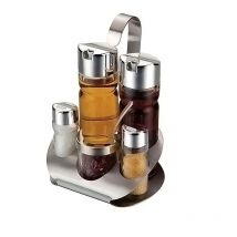 Küche Gewürzflasche Sitz Set (5 teile/satz) Esstisch Glas Öl Flasche Gewürz Gläser Gewürz Rack Set