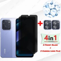 Protezione dello schermo privacy per Xiaomi Poco C85 4G Global Glass per Poco C85 4G Global Anti-spia Protezione per obiettivo fotocamera in vetro