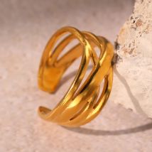 Edelstahl ringe einfache geometrische Ausschnitt Ring Persönlichkeit Design asymmetrische offene Ring für Frauen Schmuck Bankett schicke Geschenke