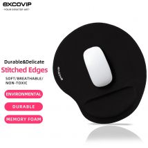 EXCO Ergonomic Mouse Pad with Memory Foam Wrist Support Rest Stitched Edge Comfortable Office Mousepad Non-Slip Rubber Base