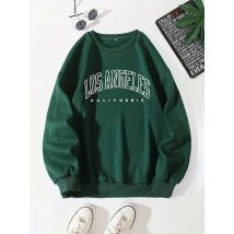 Hoodie Los Angeles Print Sweatshirt Langarm Rundhalsausschnitt Lässige Pullover Sweatshirt für Winter Herbst Damenbekleidung