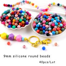 40 teile/los 9mm Silikon Farbige Runde Perlen Für Schmuck Machen DIY Schlüsselbund Halskette Armband Vorhang schnur Etc Zubehör