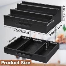 Perfume Organizer Perfume Rack Organizer 3 Tier Display Riser Stand Wooden Fragrances Shelf With Drawers For Watches Black