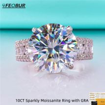 Zertifizierter 10-Karat-Moissanit-Ring für Damen, 925er Sterlingsilber, Labordiamant, Verlobungsringe, Braut- und Ehering, Luxusschmuck