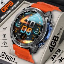 2025 New T-Rex Tactical Smart Watch Built-in GPS Offline Map TWS 4GB Memory IP69K Swimming Waterproof Men Militray Smart Bracel