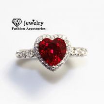 CC Hochzeit Ringe Für Frauen Silber Farbe Verlobungsring Rotes Herz Zirkonia Elegante Luxus Bijoux Drop Shipping CC829