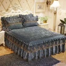 3 stücke Set Gute Qualität Präge Samt Bett Rock 1pc Romantik Elegante Korallen Fleece Bettdecke