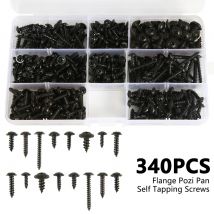 280/340Pcs Self-tapping Screw Metal Sorting Kit M3 to M4.8 Pozi Flange Pan Head Kit Cross Truss Head Screws for Building Repair