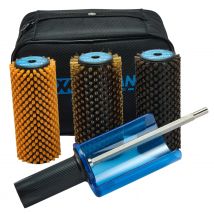 XCMAN 150 mm Snowboard Ski Roto Bürstenset Roto Bürstengriff Achse mit allen 3 Bürsten: Nylon, Rosshaar, Messing