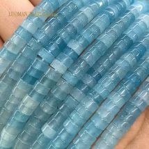 Rondelle Naturstein Chalcedon Aquamarin Farbe 3x6MM flache runde Distanzperlen für Schmuckherstellung DIY Armband Zubehör