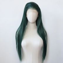 Dunkelgrüne synthetische Spitze Front Perücke lange gerade Spitze vorne synthetische Perücke vor gezupft hitze beständiges Haar täglich tragen Cosplay