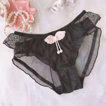 Frauen sexy Mesh Spitze Rüschen Punkt transparente Unterwäsche hohe Elastizität atmungsaktiv nahtlos niedlich schöne süße Prinzessin Höschen