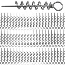 50Pcs Spring Twist Lock Fishing Crank Hook Centering Pin Screw Lock Bait Keeper Spring Fishing Hook for Worm Lures Bait Keeper