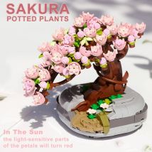 Sakura Topf Bouquet Bausteine Pflanze Bonsai Sukkulenten Modell Ziegel Ornamente kinder Pädagogisches DIY Spielzeug Urlaub Geschenke