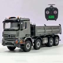Camión RC 1/14 8x8, camión volquete hidráulico RC, modelo con bloqueo diferencial, sistema de sonido ligero, maquinaria de ingeniería, modelo de coche RC de juguete