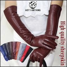 AOTIANYANG Lederhandschuhe, mittellange Schaffellhandschuhe für Damen, dünnes dickes Herbst- und