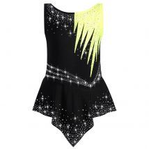 Kids Girls Rhythmic Gymnastics Figure Skating Ballet Jersey Leotard Shiny Rhinestones Bodysuit Competition Performance Costume