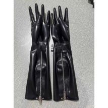 Lange schwarze Latexhandschuhe mit Reißverschluss