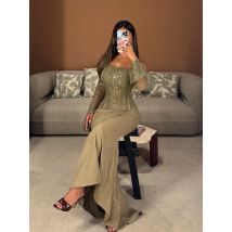 Oisslec-Kleid, elegant, Vintage, süße grüne Perlen, Spitze, Perlen, U-Boot-Ausschnitt, individuell anpassbar, für formelle Anlässe, Abschlussballkleid, Abendparty-Kleider