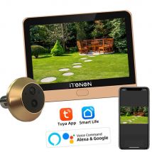 Peepholes de puerta digitales para el hogar de seguridad Smart Life con cámara 1080P 2,4G Wifi visor de puerta de Audio unidireccional