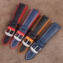 New Design Hybrid  Watch Strap 20mm 21mm 22mm 23mm 24mm Fluoro Rubber Canvas Nylon Watchbands For Each Brand Diving Watches