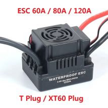 Regolatore di velocità elettrico ESC senza spazzole impermeabile ESC 60A 80A 120A S-80A S-120A con 5,5 V / 3A BEC per auto RC 1/8 1/10 1:10