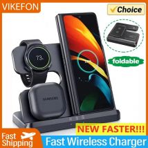 VIKEFON 15W 3 w 1 Bezprzewodowa Stacja Dokująca do Ładowania Samsung Fold S22 Ultra Galaxy Watch 5 4 3 Active Buds, Szybka Stacja Ładująca