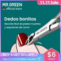 MR.GREEN-cortauñas de acero inoxidable para manicura, cortador de cutículas, removedor de piel muerta y pedicura