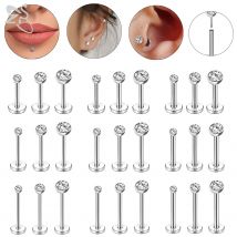 ZS 10 Pz/lotto Plug-In Stile 16/18/20G In Acciaio Inox Labret Lip Piercing Senza Filettatura Cartilagine Trago Helix Piercing 6/8/10MM