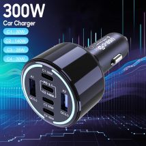 Adattatore per caricabatteria da auto da 300 W Ricarica super veloce PD3.1 140 W/PD3.0 100 W PPS45W QC3.0 per iPhone 16 Galaxy S24 iPad MacBook Pro Laptop