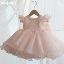 Puffy Tüll Bogen Ballkleid Für Kinder Geburtstag Party Glänzende Perlen Oansatz Mädchen Kleider Hochzeit Party Gast Kleidung Angepasst 2023